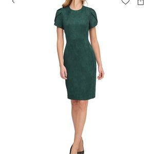 Calvin Klein Scuba-Crepe Faux Suede Tulip-Sleeve Sheath Dress